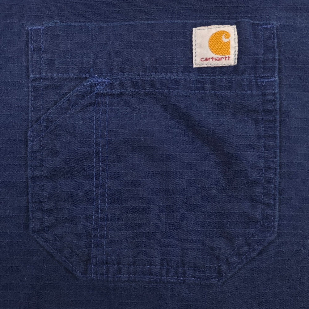 Carhartt Mens Scrub Top‎ Medium Navy Blue Ripstop V-Neck Chest Pocket - Picture 11 of 12